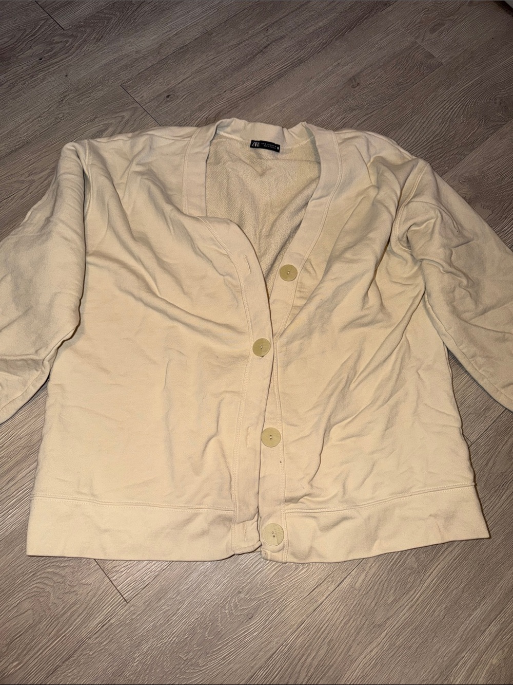 Zara Cream Button-Front Cardigan Sweater